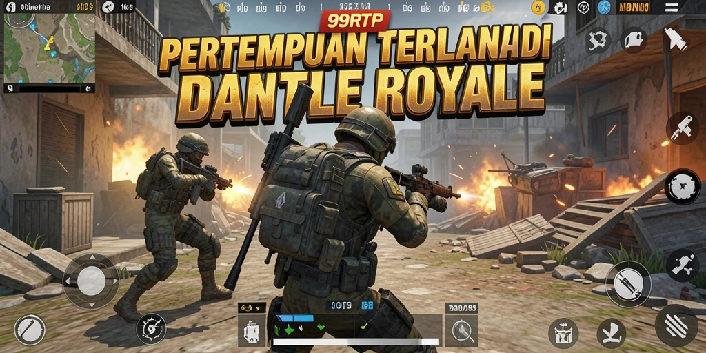 Tangkapan layar utama 99RTP menampilkan aksi pertempuran intens di arena Battle Royale.