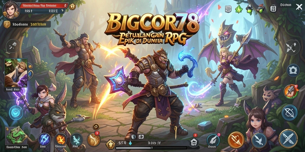 Tampilan screenshot yang menunjukkan pertempuran epik dalam permainan RPG.