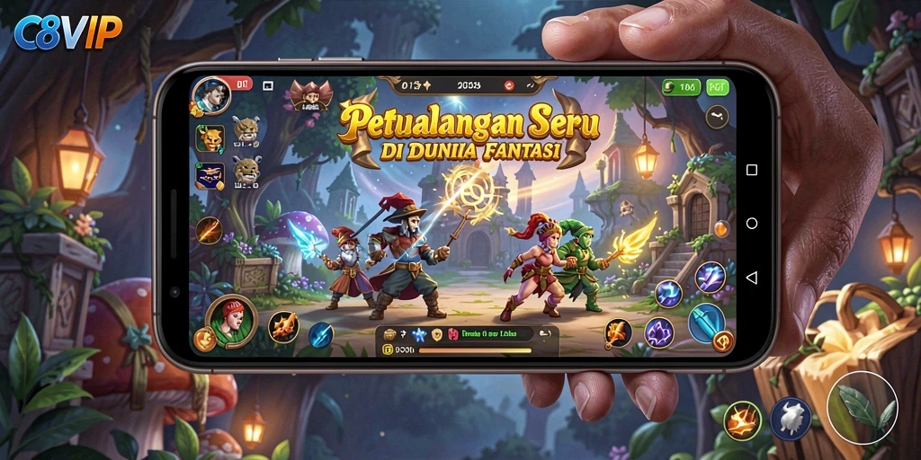 Tampilan menarik dari gameplay petualangan C8VIP yang penuh tantangan.