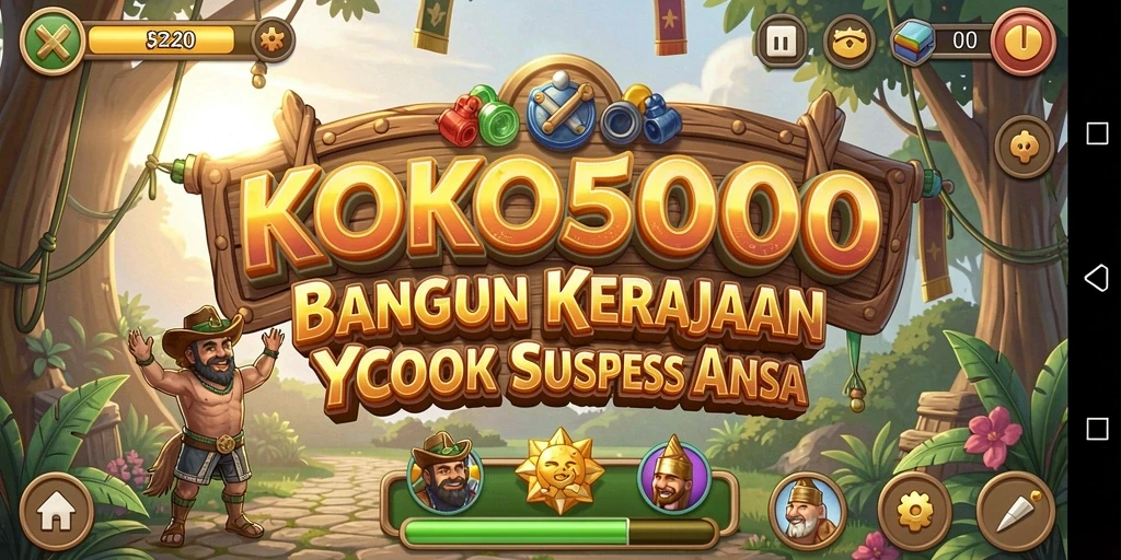 Tampilan gameplay KOKO5000 dengan berbagai bangunan dan aset bisnis.