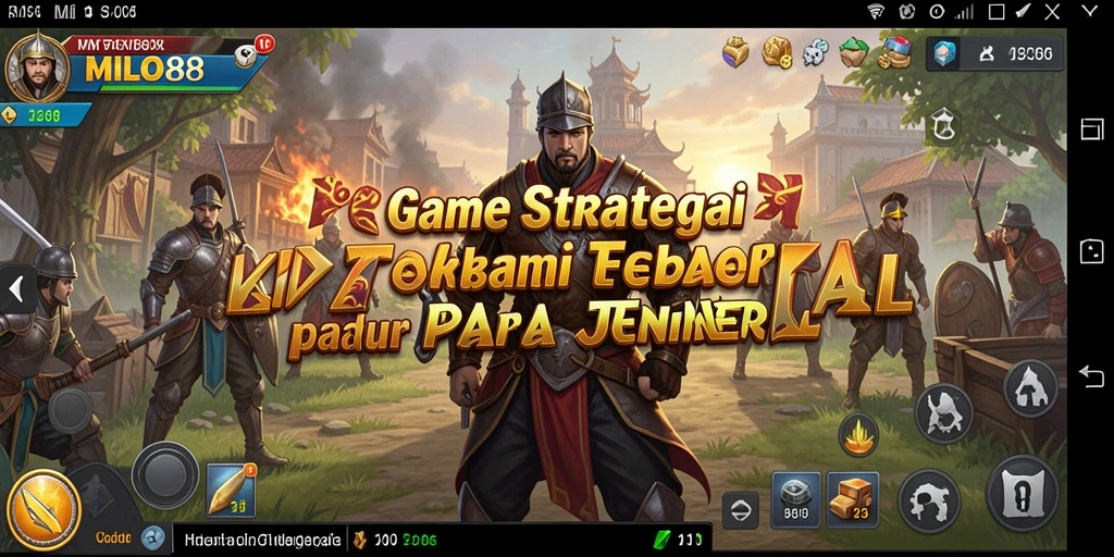 Screenshot menunjukkan momen strategis dalam pertempuran game.