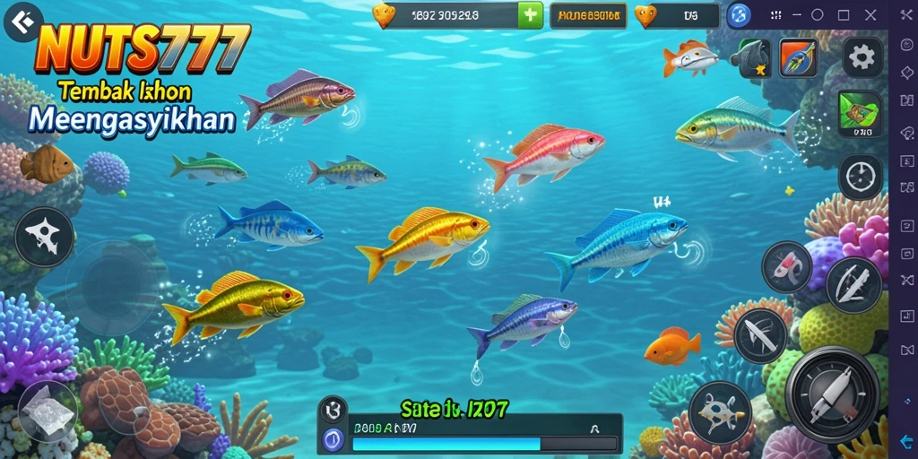 Tangkapan ikan yang berwarna-warni dalam gameplay NUTS777.