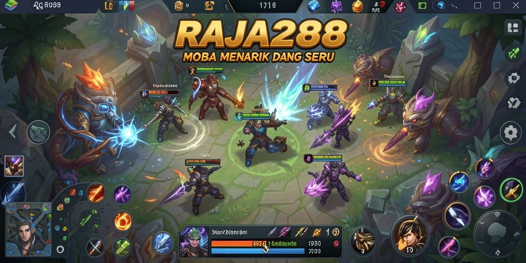 Tangkapan layar dari gameplay RAJA288 yang menampilkan aksi tim yang intens dan strategi.
