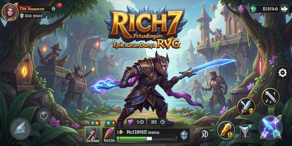 Screenshot RICH7 menunjukkan pemain sedang bertarung melawan monster legendaris.