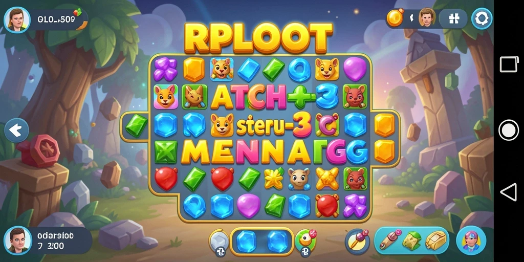 Screenshot gameplay RPLOOT yang menarik dengan aksi Match-3.