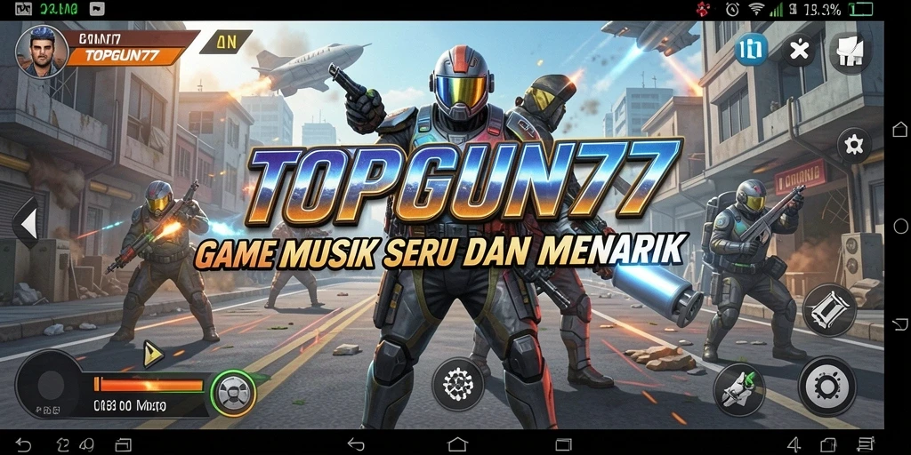 Screenshot dari gameplay seru TOPGUN77 yang penuh musik.