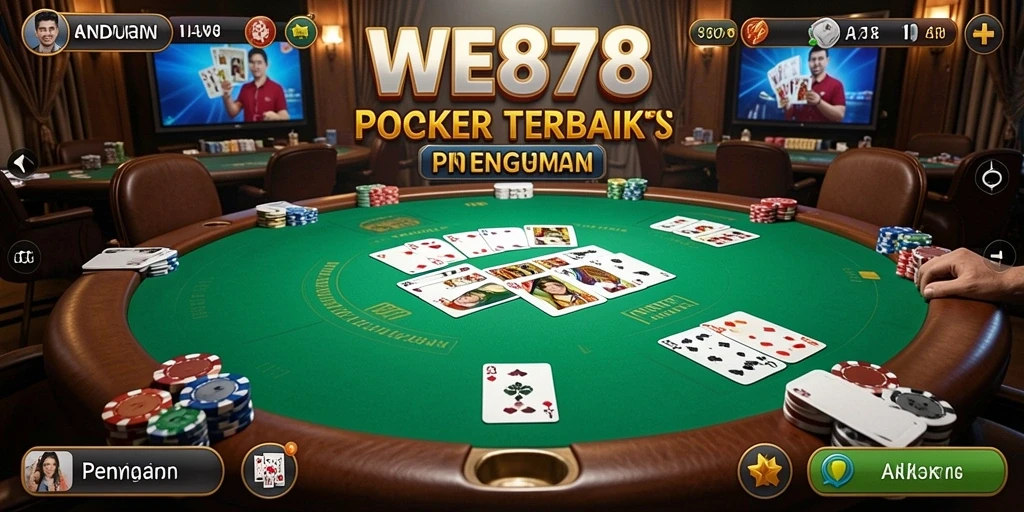 Screenshot menunjukkan gameplay intens poker di WE878.